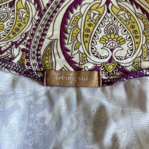 Twenty One Cream A-Line Skirt with Purple and Yellow Paisley - Picture 9 of 9
